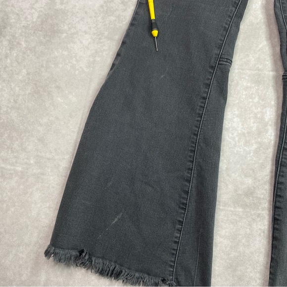 Free People Jeans 26 Black Youthquake Flare Bell Bottom High Crop Stretch Pant - Picture 11 of 16